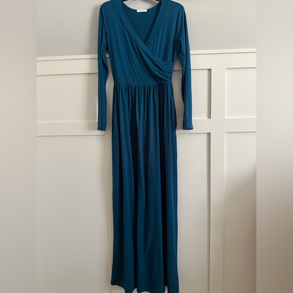 Elegant Teal Long Sleeve Dress